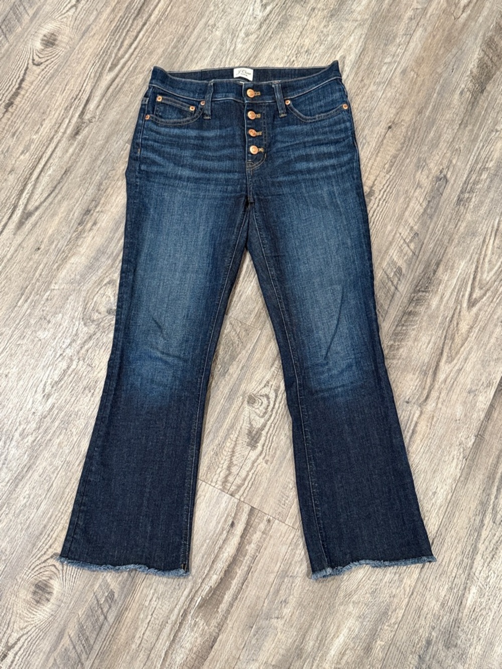 J. Crew 9โ Billie Demi Boot Crop Raw Hem Button Fly Jeans Size 25 - Picture 2 of 13